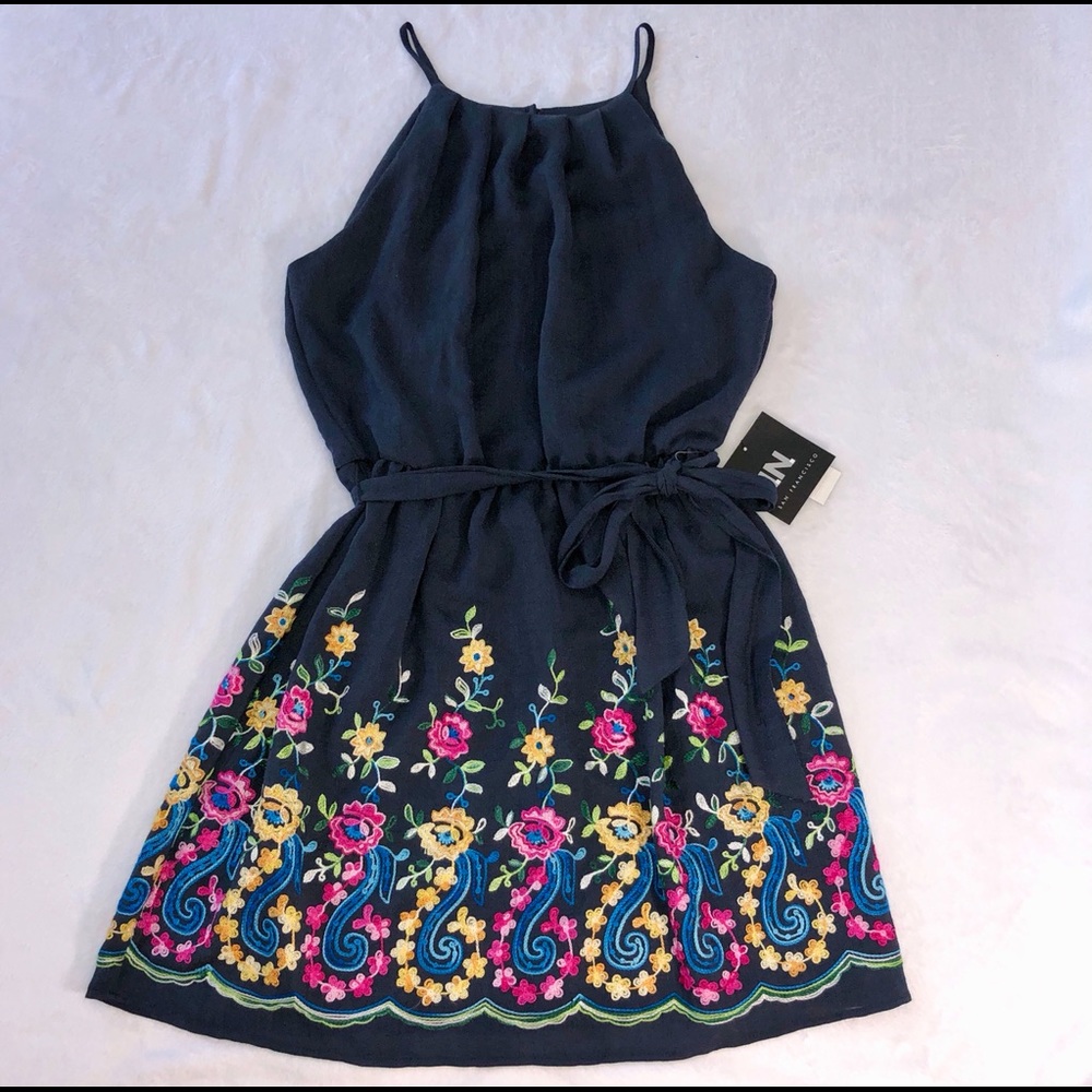 I.N. San Francisco Floral Embroidered Dress size Medium